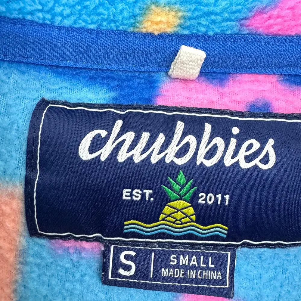 Chubbies Mens Apres Party Quarter 1/4 Zip Pullover Jacket Size S Fleece Blue